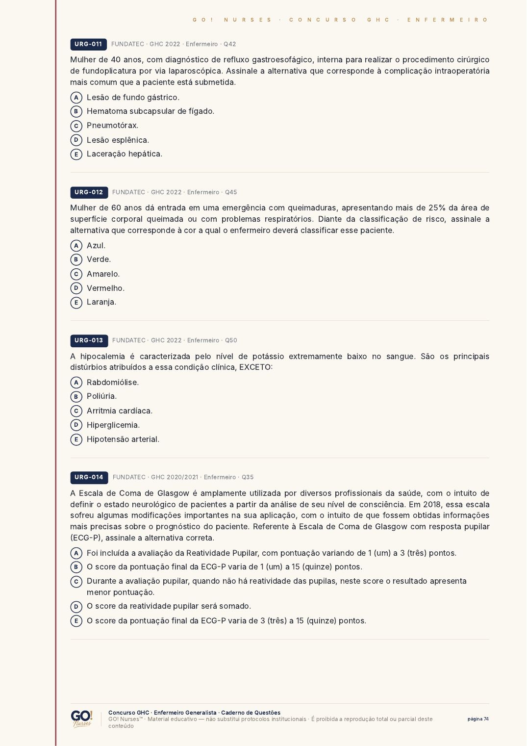 Página do Caderno de Questões