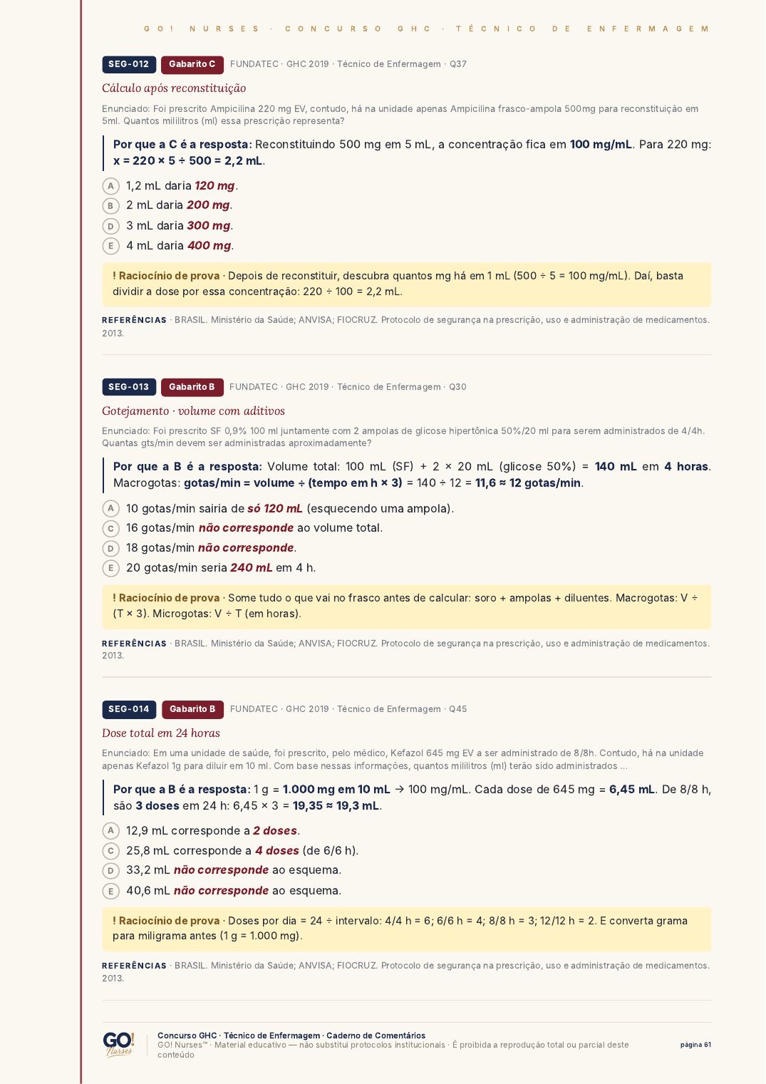 Página do Caderno de Comentários