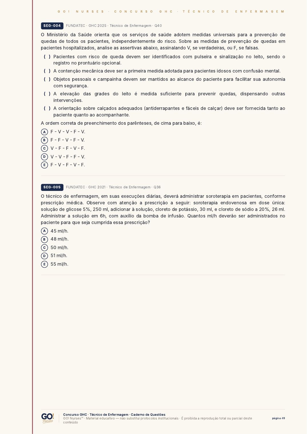Página do Caderno de Questões